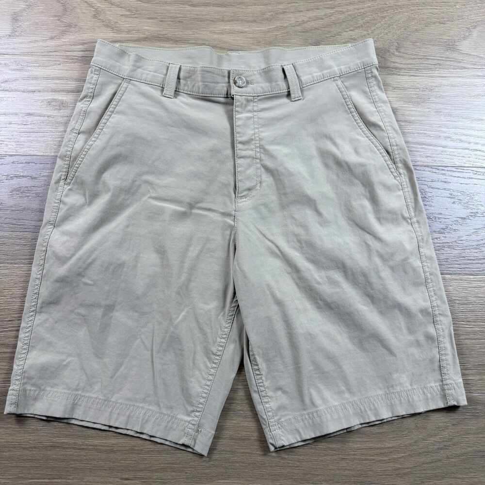 Eddie Bauer Shorts Men 33x10 Beige Performance Hiking Wicking Quick Dry Light